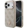 Guess PU Leather 4G Strass Triangle Logo Gold Frame MagSafe Zadní Kryt pro iPhone 17 Pro Pink GUHMP17LP4GTDGMP