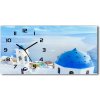 Vodorovné Sklenené hodiny na stenu Santorini Grécko 60x30 cm