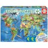 Puzzle mapa sveta Dinosaurs World Map Educa 150 dielov od 7 rokov