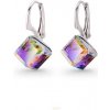 For You Strieborné náušnice kocky Swarovski elements 8 mm zelené Vitrail medium - 375