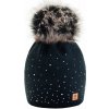 Fashionweek dámska čiapka s kožušinovou brmbolcom Jenot +flísová podšívka Wool Verona Čierna
