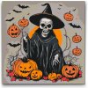 Vymalujsisam.sk Maľovanie podľa čísiel - Halloweenska smrtka Veľkosť: 50x50cm, Rám: Okrúhla kartónová doska