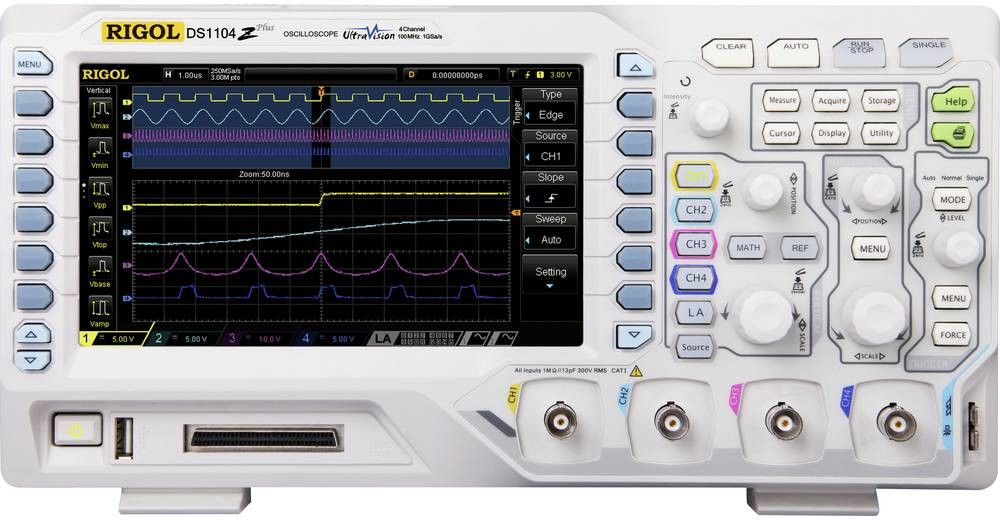 digitálny osciloskop Rigol DS1104Z-S Plus, 100 MHz, 4-kanálová