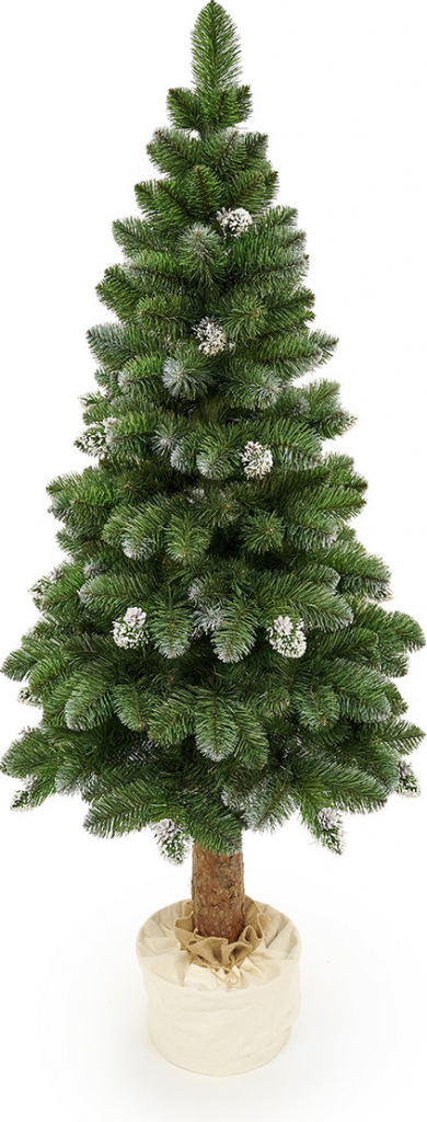 Umelý vianočný stromček na pníku so šiškami PREMIUM | 2m