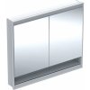 Geberit ONE Zrkadlová skrinka s LED osvetlením, 105x90x15 cm, 2 dvierka, s nikou, vstavaná, hliník 505.824.00.1