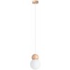 Sollux Lighting Závesné svietidlo Pekka, 1x biele sklenené tienidlo, drevo