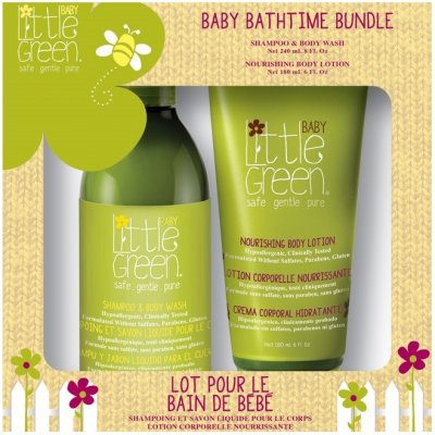 Little Green Baby Bathtime Bundle darčeková sada (šampón a sprchový gél pre bábätká 240 ml + výživné telové mlieko pre bábätká 180 ml)