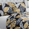 Biante Bavlnené posteľné obliečky Sandra SA-228 Sivé a zlaté tropické listy na čiernom Predĺžené 140x220 a 70x90 cm
