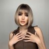 Žiarivá ombré blond mikádo parochňa Sima s ofinou