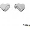 MOZA gold Náušnice srdiečko MG2010 Farba kameňa: Biela, Farba Zlata: biele Au