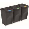 PROSPERPLAST Sada 3 odpadkových košov SORTIBOX 3 x 35 l antracit