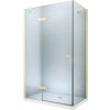 MEXEN/S - Roma obdĺžnikový sprchový kút 100x70, transparent, zlatý + vanička 854-100-070-50-00-4010