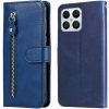 Peňaženkové kožené puzdro Zipper na Honor X8 5G/X6 - Modrá