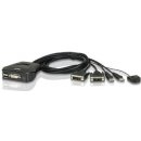 Aten CS-22D 2-port DVI KVM USB mini, integrované kabely