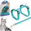 Postroj + vodítko, materiál pre mačky Trixie, dĺžka 120 cm, obvod hrudníka 45 cm, viacfarebný