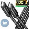 AXAGON BUCM4X-CM10AB NewGEN+ kábel USB-C USB-C, 1m, USB4 Gen 3×2, PD 240W 5A, 8K HD, ALU, oplet BUCM4X-CM10AB