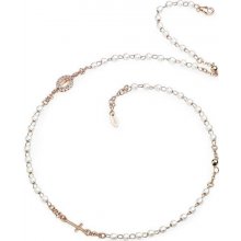 Amen Ružovo pozlátený strieborný náhrdelník s perlami Rosary CRORBZ-M3