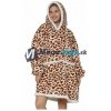 Deka s kapucňou a rukávmi s leopardím vzorom