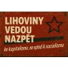 Ceduľa Lihoviny vedou nazpět ke kapitalismu, ne vpřed k socialismu 30cm x 20cm Plechová tabuľa