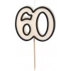PartyDeco Narodeninová sviečka 60 Čierno-biela