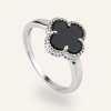 SilveAmo strieborný prsteň Onyxový štvorlístok veľký KK2O.2002