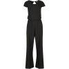 Ladies Rib Wid Leg Jumpsuit black