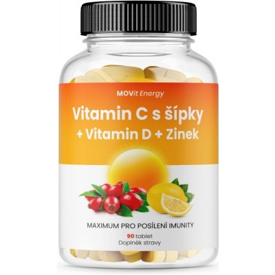 Vitamín C 1200 mg so šípkami + Vitamín D + Zinok PREMIUM MOVit Energy 90 tabliet
