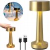 BEZDRÔTOVÁ STOLNÁ LAMPA SO STMIEVAČOM, LED, VHODNÁ DO REŠTAURÁCIE - ZLATÁ