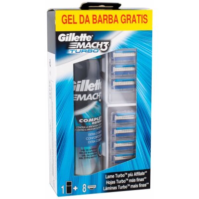 Gillette Mach3 Turbo náhradná hlavica 8 ks + gél na holenie Extra Comfort 200 ml darčeková sada