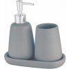 BISK Erga Milo, keramická súprava dávkovača na mydlo a pohára na kefky, šedá matná, ERG-08232