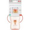 Akuku fľaštička/hrnček s úchytmi a silikónovým náustkom Srnček 240 ml ružový