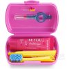 Curaprox Travel Set zubná kefka + CPS medzizubné kefky 2 ks + zubná pasta 10 ml darčeková sada, ružový