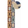 Modro-oranžový ručne tkaný vlnený behúň 60x230 cm Retro Blocks – Flair Rugs