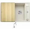 Blanco AXIA III 45 S biela soft s excentrom + drevená krájacia doska 527036 + Blanco MIDA-S chróm 521454