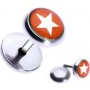 Šperky eshop - Oceľový fake piercing do ucha - hviezda v červenom kruhu PC33.04