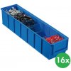Allit Plastový regálový box ShelfBox typ B - 91 x 400 x 81 mm, 16 ks, modrý