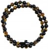 Wrap Glosery náramok s lesknúcim krištáľom v tvare krížika od Swarovski®, tigrie oko a lesklý / matný čierny achát 6-8mm Veľkosť korálok: 8mm, Obvod zápästia: L 18 cm, Typ korálok / Farba prvkov: matn