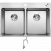 Blanco ANDANO 340/340-IF/A nerez hodvábny lesk s excentrom PushControl 525248 + Blanco MIDA-S chróm 521454