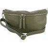 TALIANSKE Bedrová (belt bag) stredná kožená kabelka ľadvinka Talianska Tinka tmavá zelená