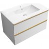 CERANO - Kúpeľňová skrinka pod umývadlo s úchytkou Velora + keramické umývadlo Todo - biela matná, zlatá úchytka - 99x53x46 cm CER-664876