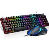 MECHANICKÁ HERNÁ KLÁVESNICA S PODSVIETENÍM PRE HRÁČOV + MYŠ T-WOLF TF200