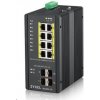 Zyxel RGS200-12P 12-portový gigabitový WebManaged PoE switch, 8x GbE + 4x SFP, rozpočet PoE 240W, montáž na DIN lištu/na stenu, IP30