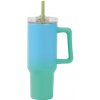 Veľký termohrnček so slamkou – zelený, 1200 ml