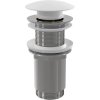 Alcadrain - Výpusť umývadlová CLICK/CLACK 5/4'' celokovová bez prepadu, velká zátka, pre plastové a sklenené umývadlá A395B