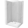 Mexen Lima Duo skladací sprchový kút 80 x 70 cm, transparentný, chróm + sprchová vanička Flat - 856-080-070-01-02-4010