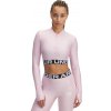 Dámske tréningové tričko s dlhým rukávom UNDER ARMOUR-HeatGear Rib 1/4 Zip LS-PNK Ružová S