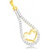 Šperky eshop - Zlatý 14K prívesok - obrys srdca v zirkónovej kontúre kvapky S2GG212.08