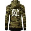 Volleyball nápis - Mikina dámska trendy zipper s kapucňou - S ( Zelený maskáč )