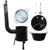 Home Cook kotlík na guláš smalt 1,2 mm 16 l, Paella panvica 42 cm oceľ, Home Cook kotlina 36 cm KOV, pokrievka smalt 44 cm, vareška 50 cm SMREK, naberačka antikor INOX