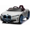 Beneo Elektrické autíčko BMW i4 biele 2,4 GHz diaľkové ovládanie USB / AUX / Bluetooth prípojka odpruženie 12V batéria LED svetlá 2 X MOTOR ORIGINAL licencia